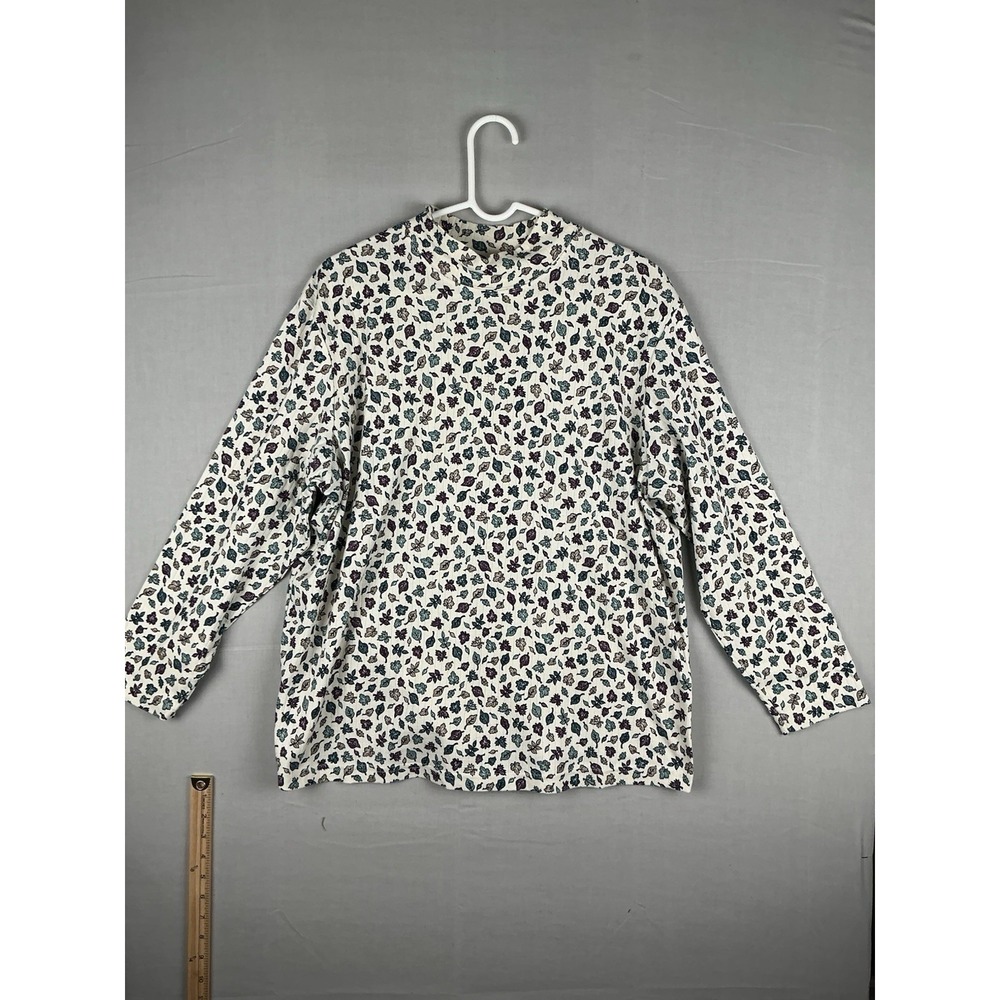 Bobbie Brooks Woman Floral Mock Neck Top 18W 20W Plus Size Long Sleeve